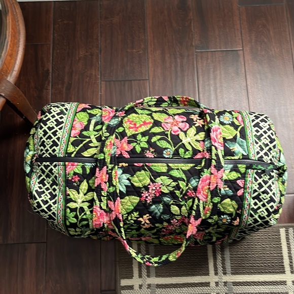Vera Bradley two strap duffle bag , approx 24” x 12” , green pink - Picture 9 of 13